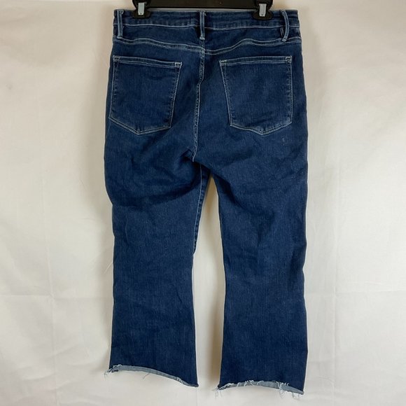 Frame Le One Crop Mini Boot Jeans 2 Blue Wash Raw Rolled Hem Stretch 30-34 - Picture 6 of 11